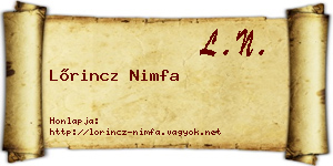 Lőrincz Nimfa névjegykártya